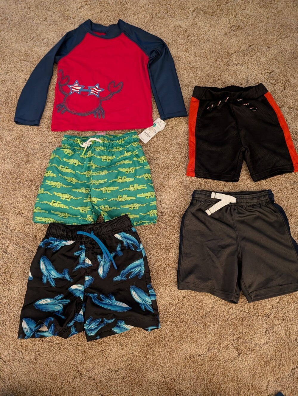Boys 3T - 3 Swim Items, 2 Shorts, 1 PJ Set, And 1 Shirt.